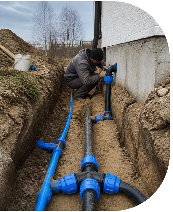 Монтаж наружного водопровода на участке под ключ в Назрани